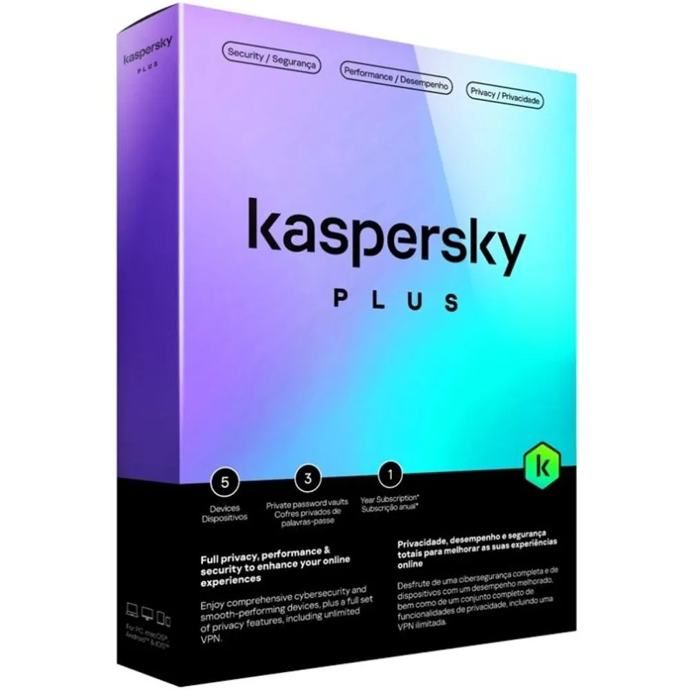 Kaspersky Plus Internet Security 5 Dispositivos / 1 ano